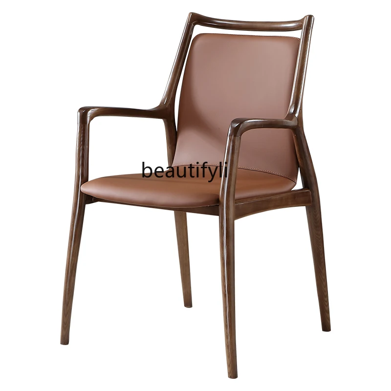 

LBX Solid Wood Armrest Dining Chair Home High-End Dining Room Table and Chair Study Hotel