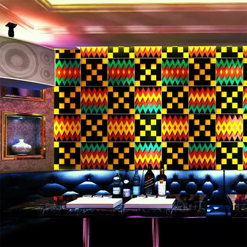 KTV wallpaper 3D three-dimensional bar decoration box theme geometric square lattice Internet cafe background |