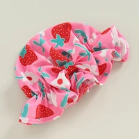 Cute Long Sleeve Baby Girls Swimsuits Beachwear Summer Floral Print Ruffled Jumpsuit and Swim Cap Set for Toddler Bathing Suits 4