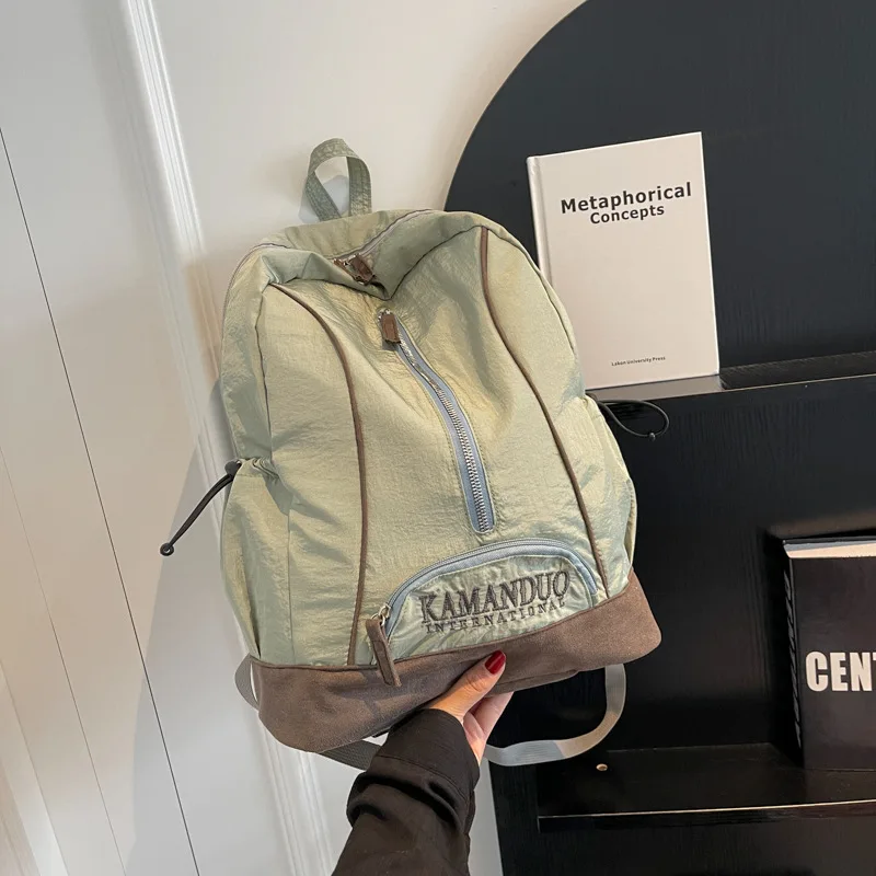 

Large Capacity Letter Embroidery Shoulder Bag Student Schoolbag 2023 New Fashion Women Waterproof Nylon Backpack Travel Bag