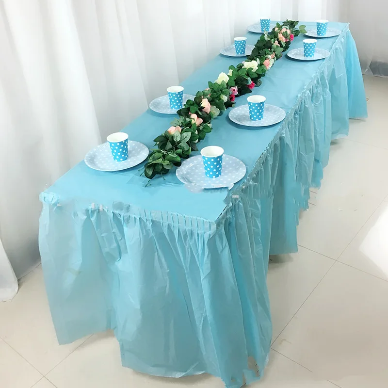 Table Skirt ZOYA Table Skirt Plastic Tableskirt Disposable Rectangular Tablecloth Skirt for Graduation Baby Shower Wedding Birthday Party