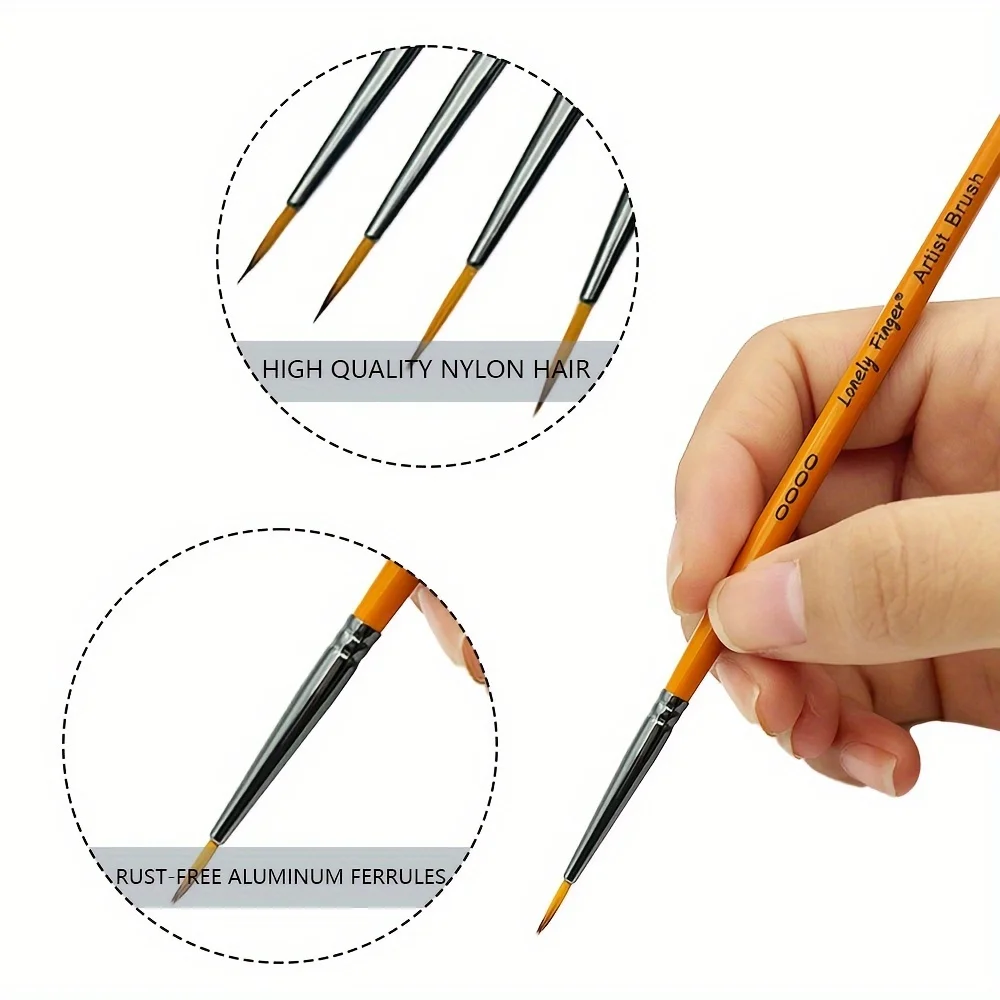 8pcs Professional Fine Detail Nylon Hair Paint Brushes Set for Acrylic, Oil, Watercolor, Canvas, Rock, Body, Face, Nail Art 3