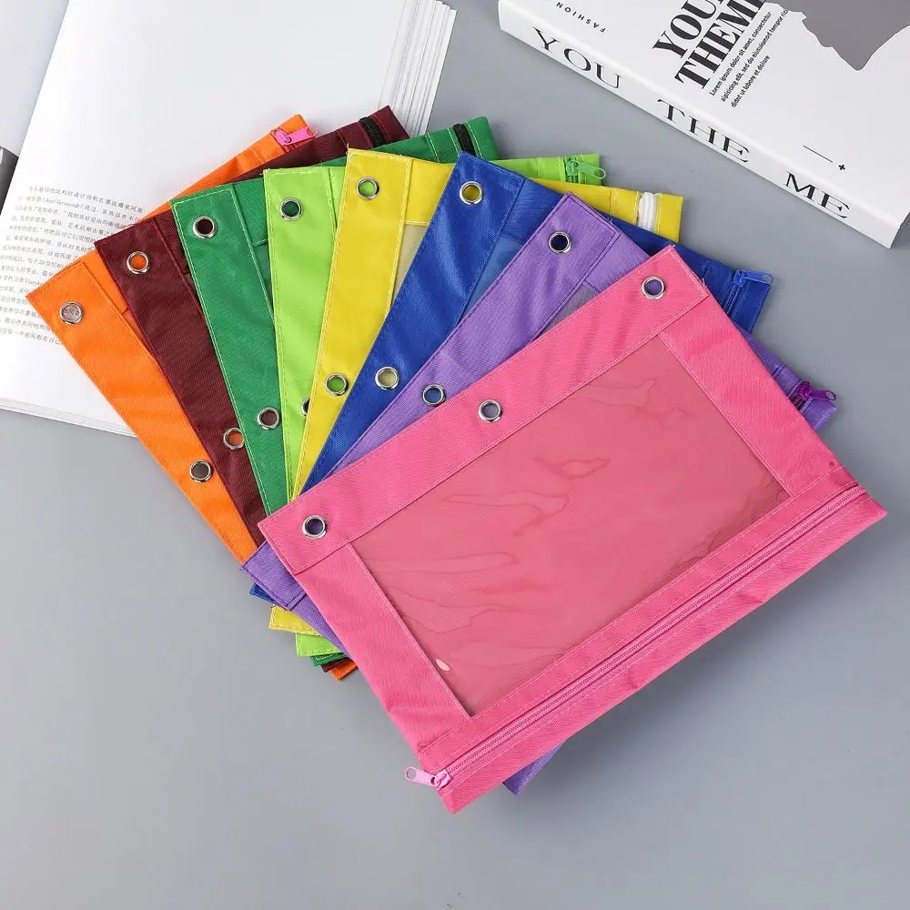 

Color School Office Oxford Cloth Document Bag Three Hole B5 File Folders Loose-Leaf Binder Pencil Storage Bag Test Paper Folder