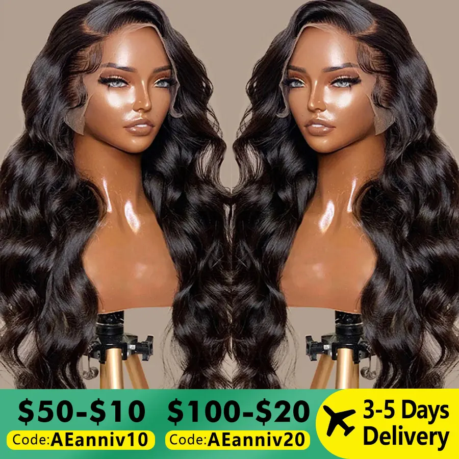 180Density 13x4 Body Wave Lace Front Wig Pre Plucked HD Transparent Lace Frontal Wig Front Human Hair Wigs For Women Remy T