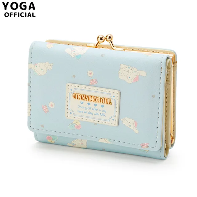 Cartoon Animals Anime Kawaii Cinnamoroll Coin Purse PU Wallet Fold Bag Cute Card Package Handbag Girl Birthday Christmas Gifts 2