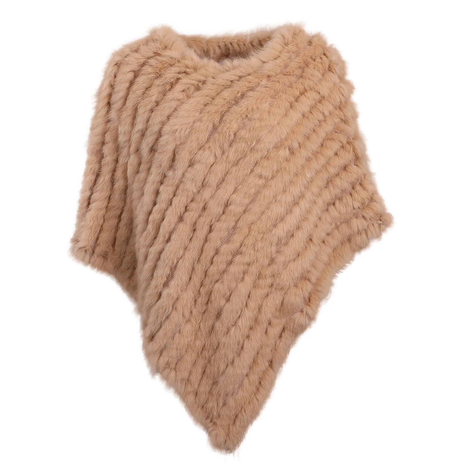 Poncho Fourrure Lapin Tricotée - Châle Élégant Pour Femme Mariage Et Soirée
