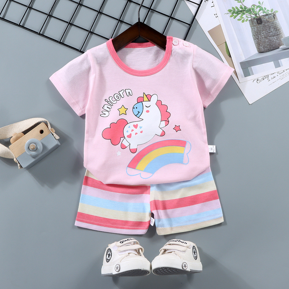 Summer Children's Pure Cotton Set Boys' and Girls' Pajamas Set Outdoor Breathable Sports Set