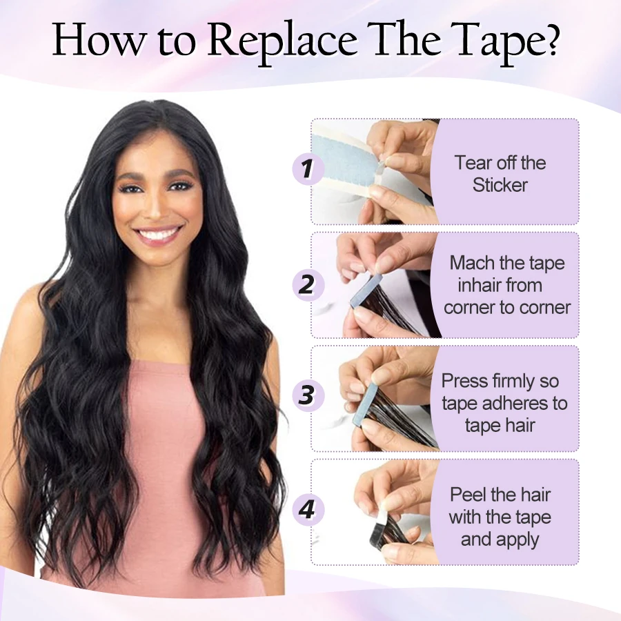 Vlasy Seamless Skin Weft Tape Hair Extensions Real Human Hair 10pcs/pack (12 Inch-24 Inch)