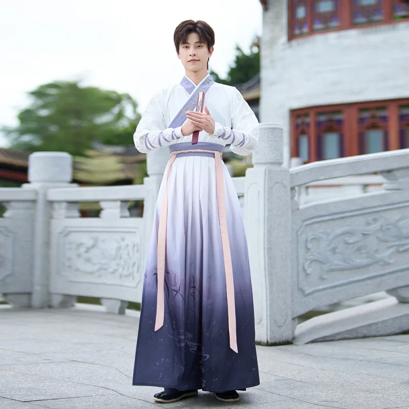 

Hanfu Men Ancient Chinese Hanfu Set Male Cosplay Costume Han Dynasty Swordsman Gown Robes Kimono Oriental Hanfu Dress for Stage