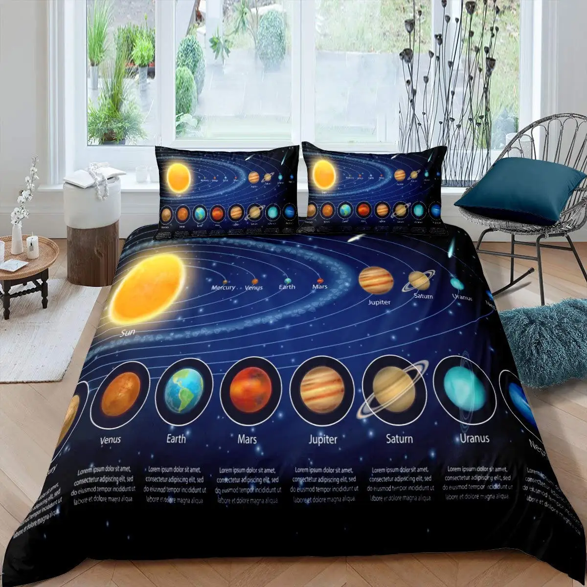 

Комплект постельного белья на солнечной батарее, Комплект постельного белья с изображением космоса, галактики, Вселенной, планет, астрономический стеганый чехол, Королевский размер