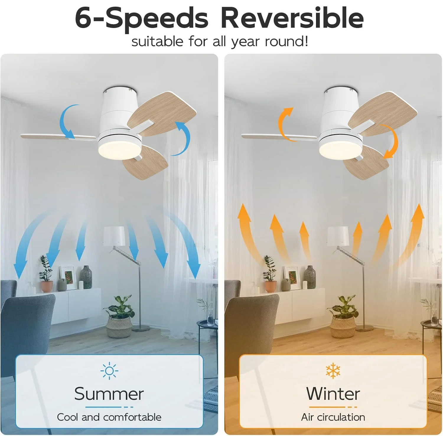 Embedded DC Ceiling Fan 30/42 Inch with Light Remote Control 3CCT Dimmable Noise Free for Bedroom Study Living Room