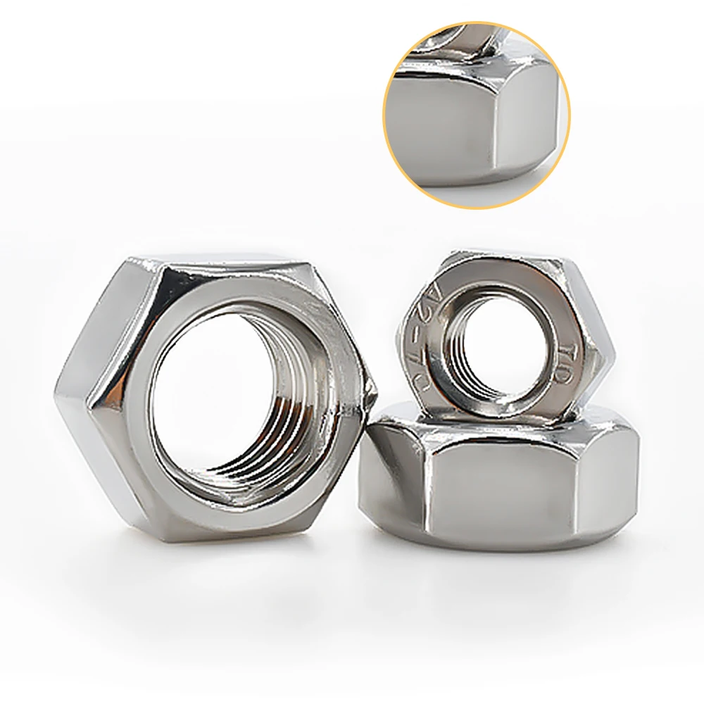 Stainless steel hex nuts M1 M2 M3 M4 M5 M6 M8 M10-M48 DIN934 304 SS hexagonal metric threaded fasteners