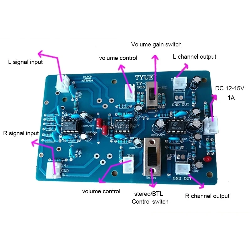 Nvarcher Balanced Preamp Input Board Entrada de Canais Ganho Btl - Image 3