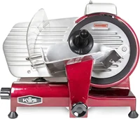 Premium 320W Electric Meat Slicer 10-Inch in Red with Non-sticky Teflon Blade, Frozen Meat/Deli Meat/Cheese/Food Sli 2