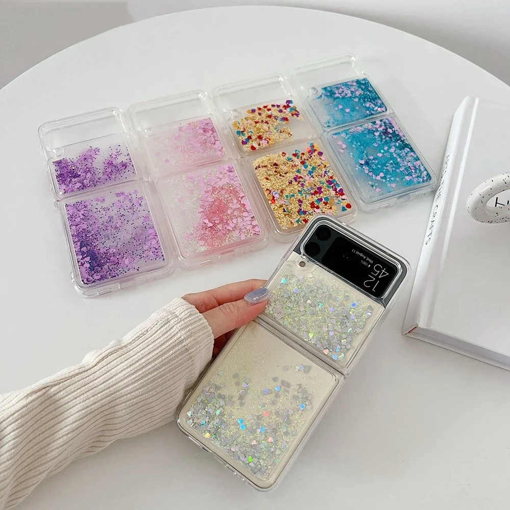 Luxury Gradient Glitter Quicksand Love Heart Bling Case for Samsung Galaxy Z Flip Series