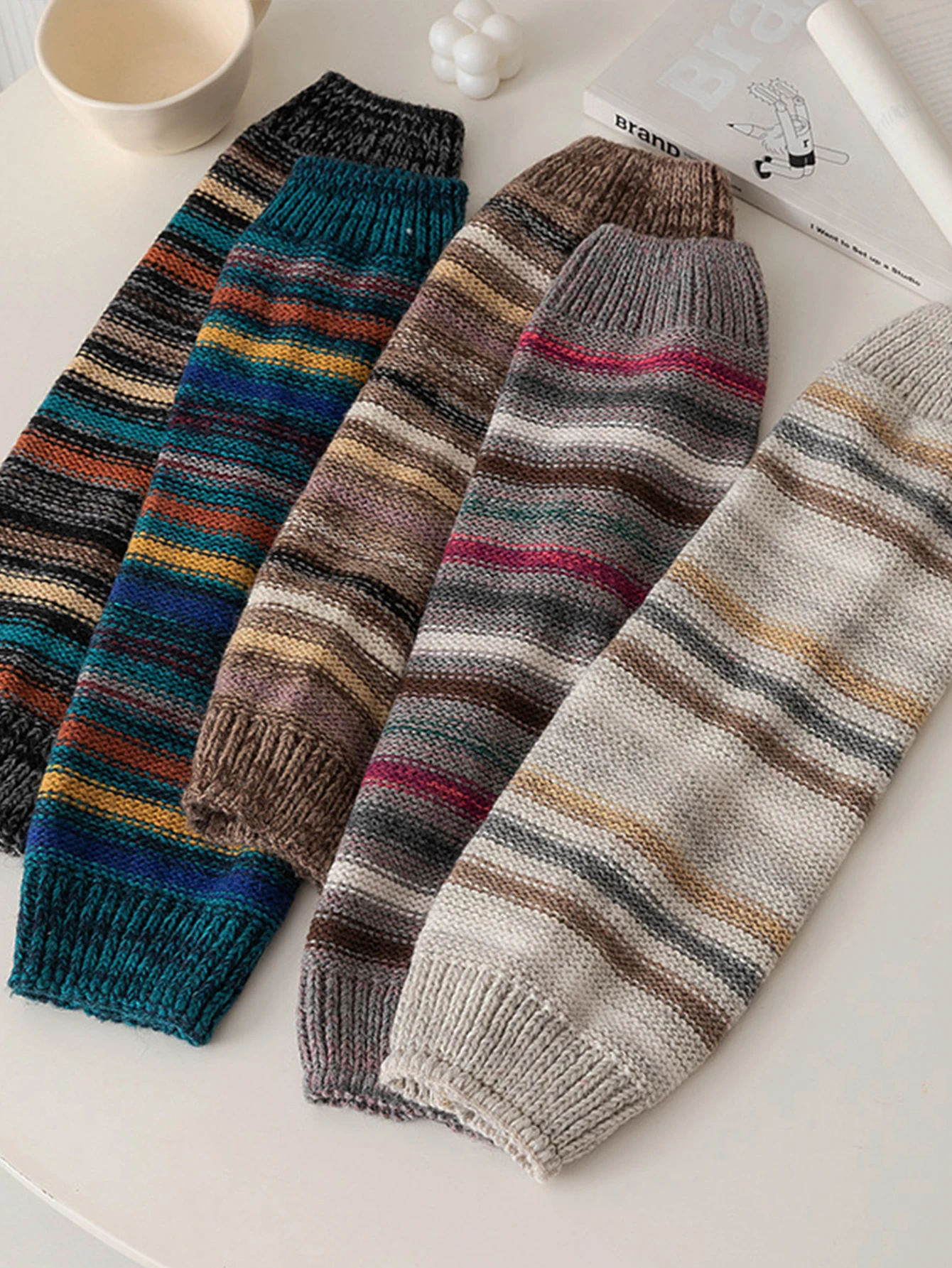 1 Pairs Women's Winter Knitting Leg Warmer, Breathable Loose Warm Streetwear Casual Boots Cuffs Cover For Daily Wear Leg sleeves