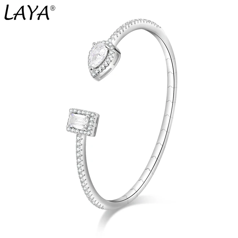 

LAYA Classic 925 Sterling Silver Open Bracelet Pave Shining Zircon For Women Bridal Party Gift Luxury Fine Jewelry 2022 Trend