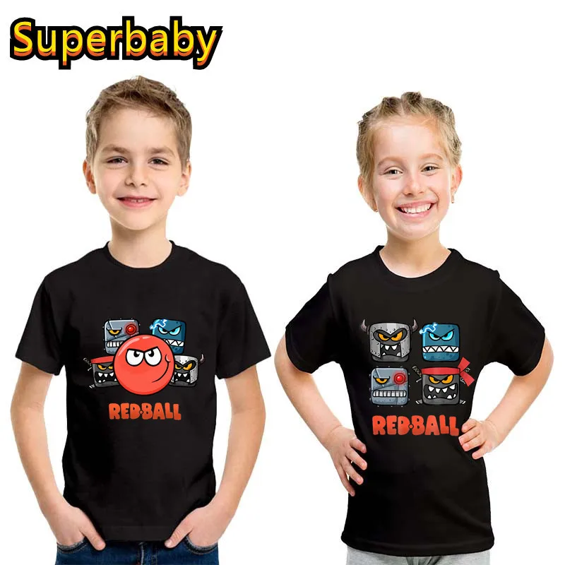 Vendita Calda Red Ball 4 Print Cartoon Kids T-Shirt Funny Baby Boys Girls Clothes Summer Fashion Children Cotton T-Shirt Manica Corta