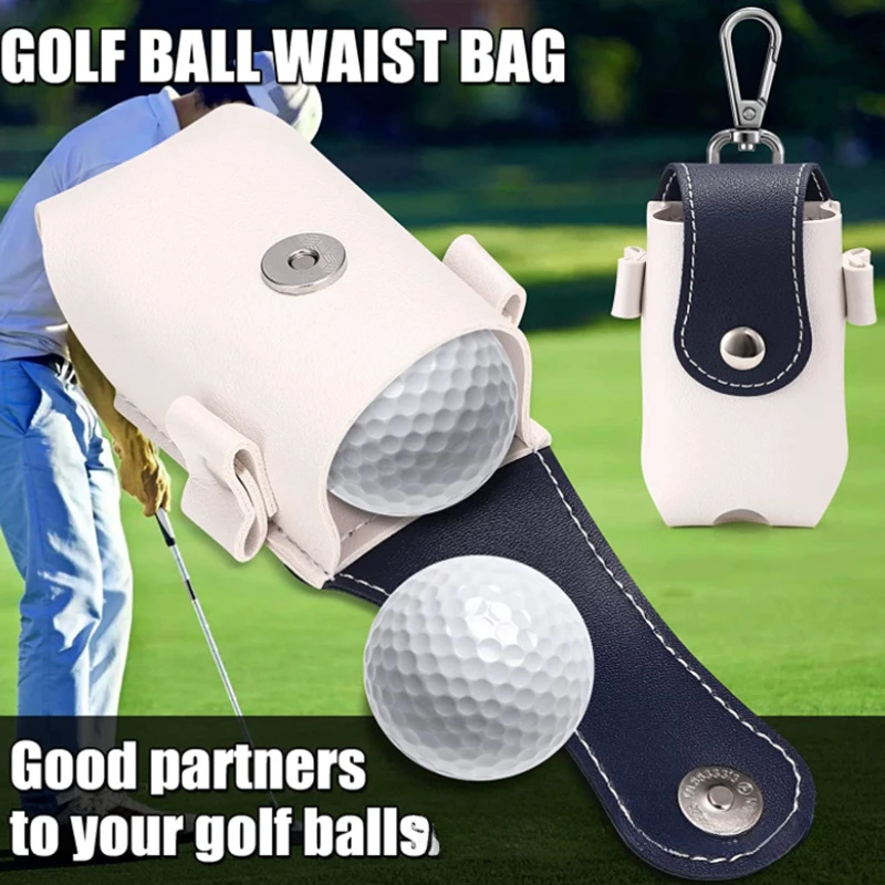 

1pc Golf Ball Waist Bag Pu Leather Golf Tee Storage Bag Outdoor Sports Golf Ball Cover Case Empty Balls Bag