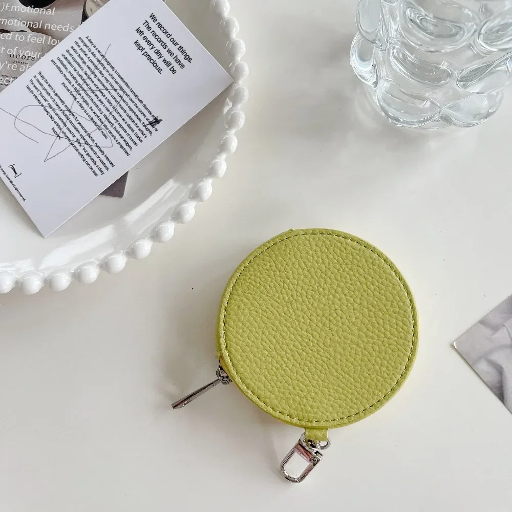 Fashion Women PU Leather Coin Purse Lovely Round Zipper Short Small Wallet Japanese Korean Style Headset Card Bag