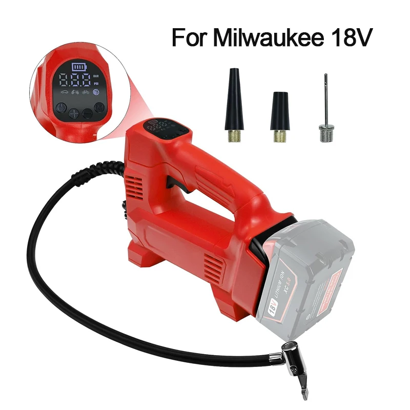For Milwaukee M18 18V Portable Electric Air Pump Cordless Tire Inflator with Digital Pressure Gauge for Cars Bikes meokon hand pump for digital pressure gauge calibration
