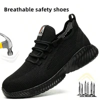 Safety shoes men's and women's steel toe work shoes are anti smashing anti piercing lightweight breathable and have a soft sole