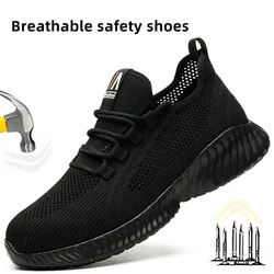 Unisex Steel Toe Lightweight Breathable Safety Shoes with Anti - Smashing and Anti - Piercing Protection - 45 (Black)