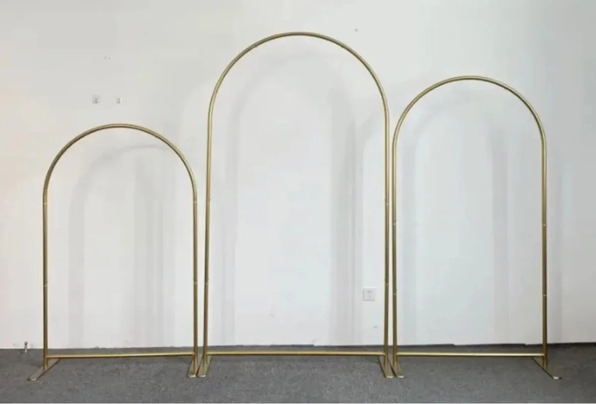 Gold Wedding Backdrop Stand, Flower Stand, Photography Backdrop, Event Party Decoration, Balloon Arch, 3 Pack