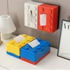 Double Color Building Block Tissue Box with Spring Paper Towel Holder Bathroom Wall-mounted Paper Holder Desktop Paper Organizer 4