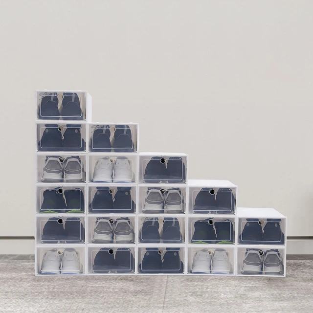 20pcs Schuhbox Transparenten Schuhkartons Stapelbar Faltbare  Aufbewahrungsboxen