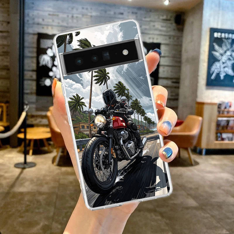 Clear TPU Phone Case with Cool Motorcycle Design