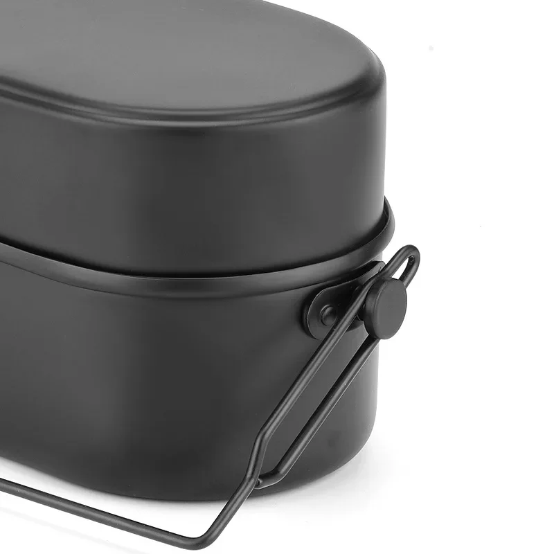 French Style Outdoor Camping Aluminum Lunch Box Double Layer Portable Meal Container With Handle Military Training Lunch Box