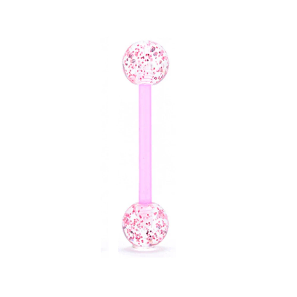 1 PCS/4 PCS Stainless Steel 14G Tongue Rings Barbell Pink Tongue Barbell Jewelry For Women Piercing