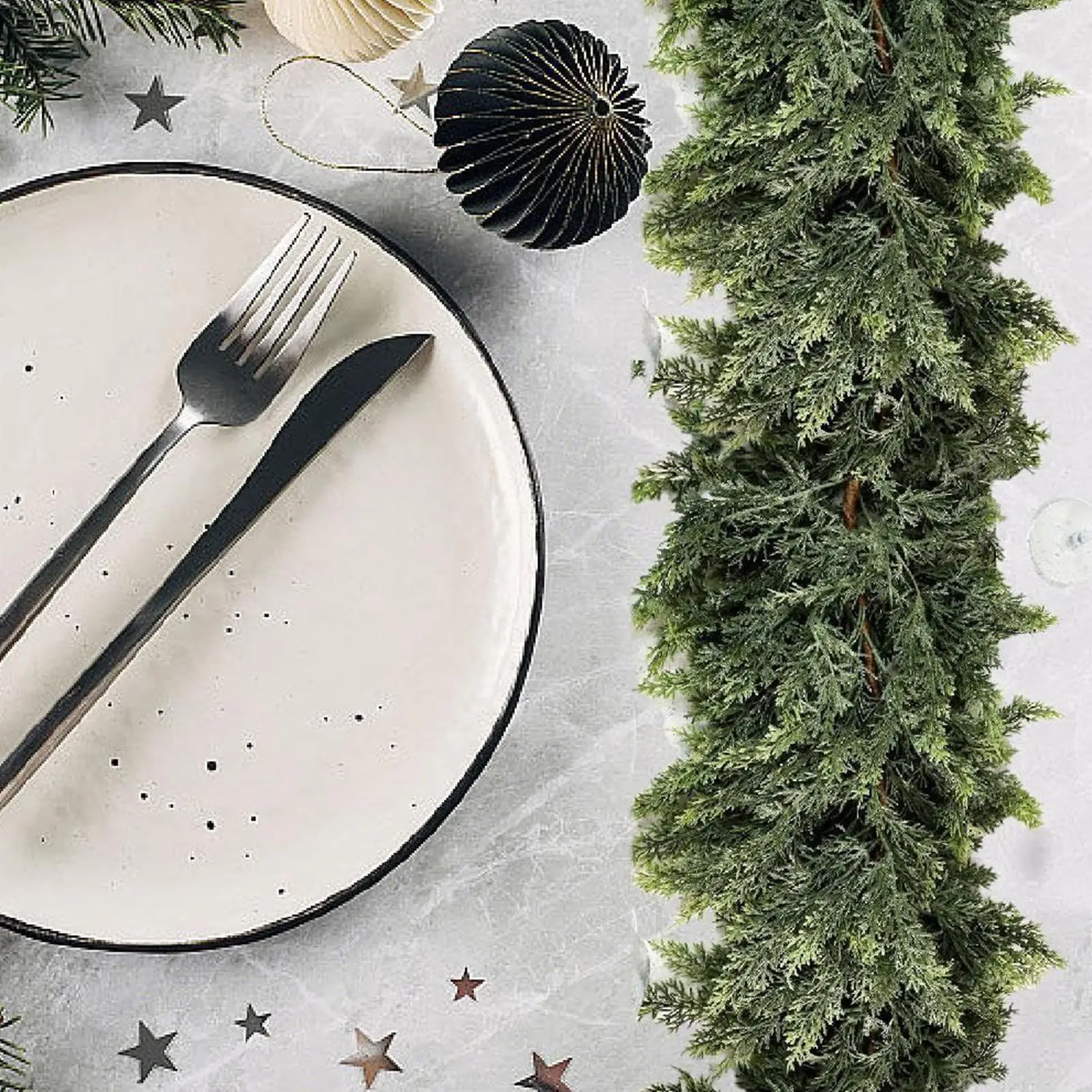 Künstlicher, dichter Weihnachtsranken-Kranz, gefälschter Zederkranz, Weihnachts-Rattan-Girlande, Kamine, Tisch, Veranda, Weihnachtsdekoration – Detail 8