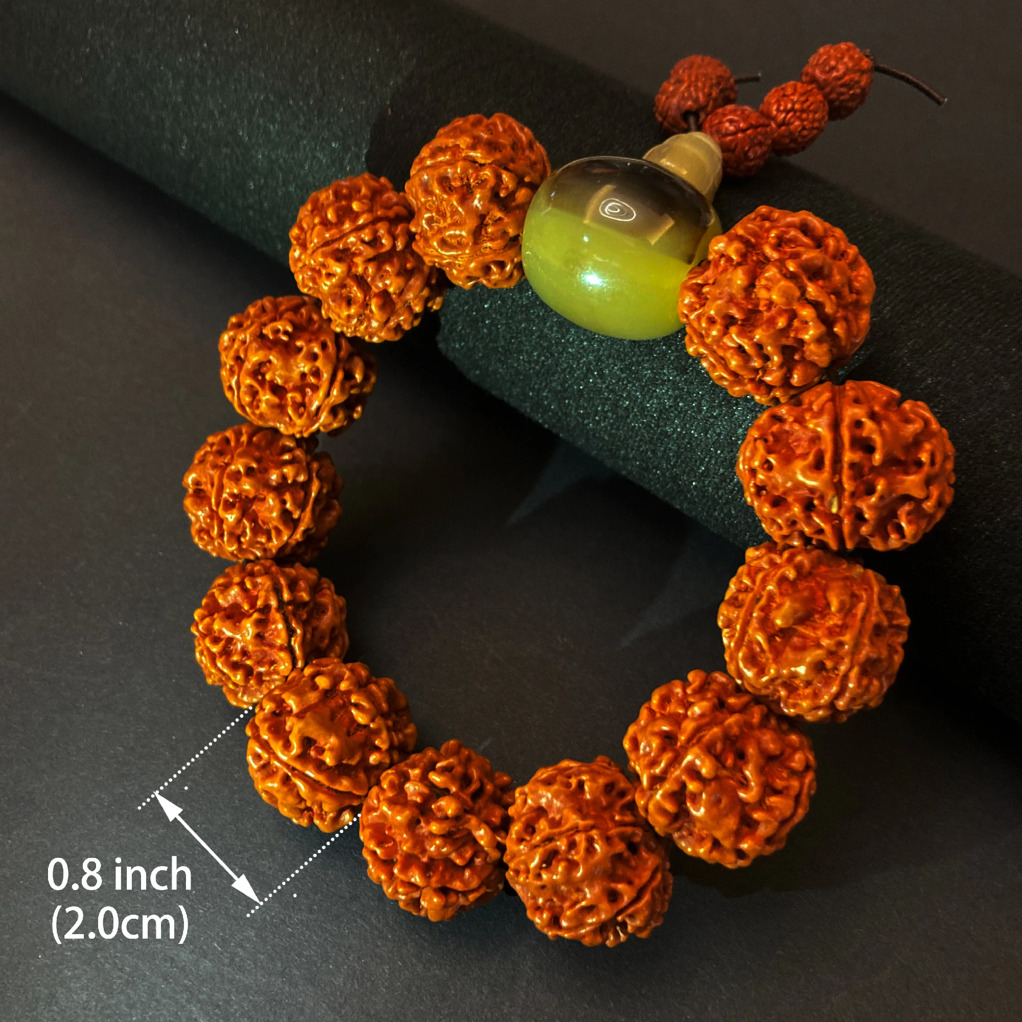 Cooles Rudraksha Vajra Bodhi Meditationsarmband Bodhi Baumsamen Kette Elastisches Armband Frieden Meditativ und fröhliches Glücksgeschenk – Detail 2