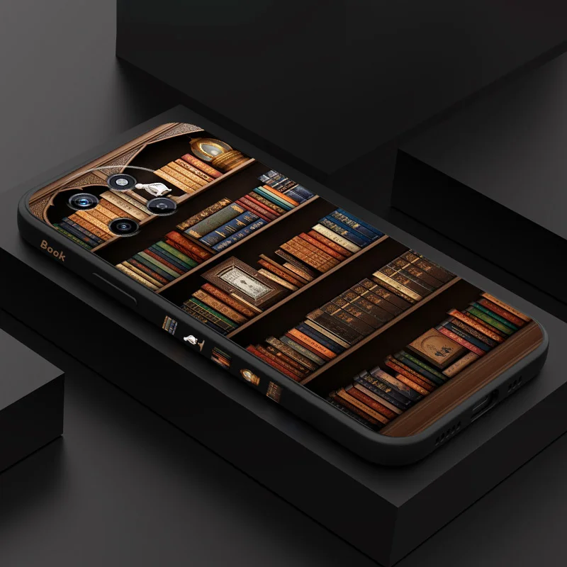 Vintage Bookshelf Design Liquid Silicone Phone Case