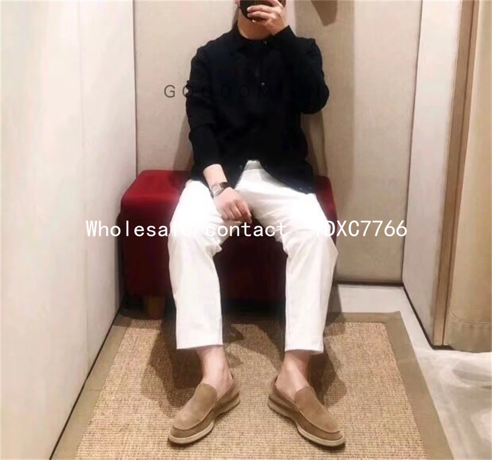 New flat casual shoes men's leather round head women's walking shoes summer spring and Autumn loafers men moccasins Lazy shoes