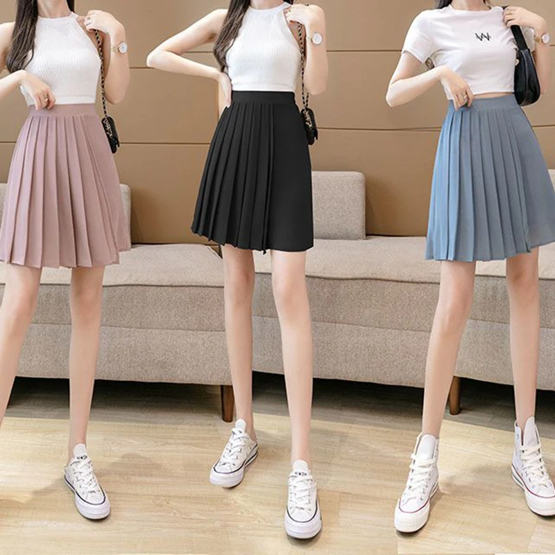Skirt pants women 2024 summer new chiffon wide-leg casual loose thin fashion exposure-proof shorts.