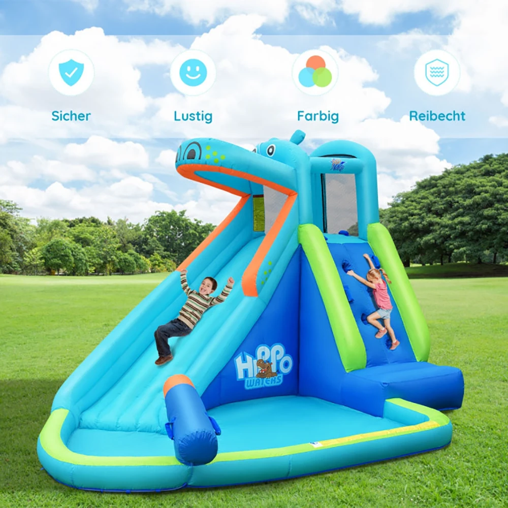 Durable Materials and Safety Design Inflatable Water Pool with Splash and Slide Without Blower