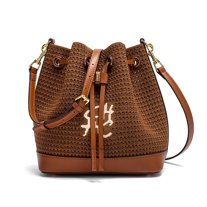 حقيبة دلو نسائية مصممة بأسلوب العطلات، وهي حقيبة ك...