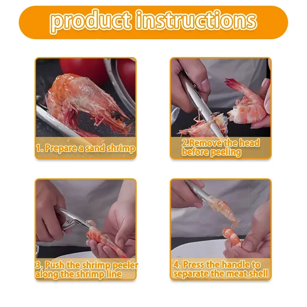 Shrimp Peeler Multifunctional Fast Shrimp Peeler Stainless Steel 6 In 1 Fish Knife Shrimp Line Cutting /Scraping /Digging Knife Kitchen Tools