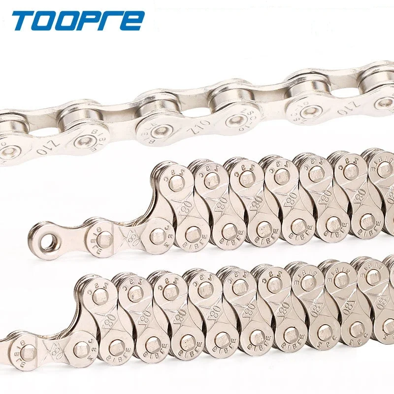 

TOOPRE Mountain Bike Chain Single Speed 6/7/8/9/10/11S Silver Electroplating Chains 114/116 Links Iamok Bicycle Parts