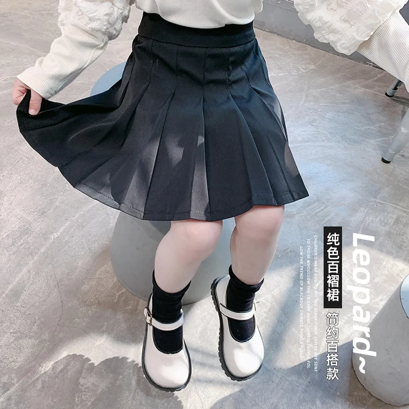 

2023 Spring Autumn Summer Korean Style Girl Dance Skirts Pleated Skirt Black Cute Baby Girls Toddler Ballet Tutu 18M-7Y