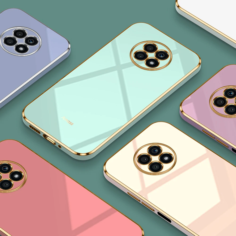 Luxury Square Plating Shockproof Silicone Phone Case with Premium Back Cover Design