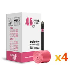 Durable Road Bike Inner Tube with French Valve for 65mm with Patch Kit (Gravel45g Black 4pcs)