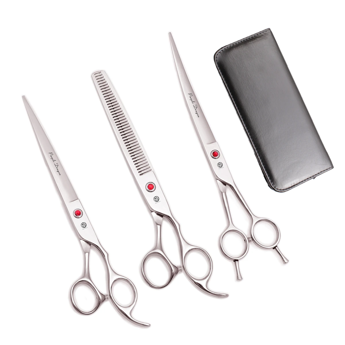 Dog Grooming Scissors Pink 7.5" 8" Pet Hairdressing Scissors Japan Stainless Dog Curved Thinning Shears Chunker Z3005
