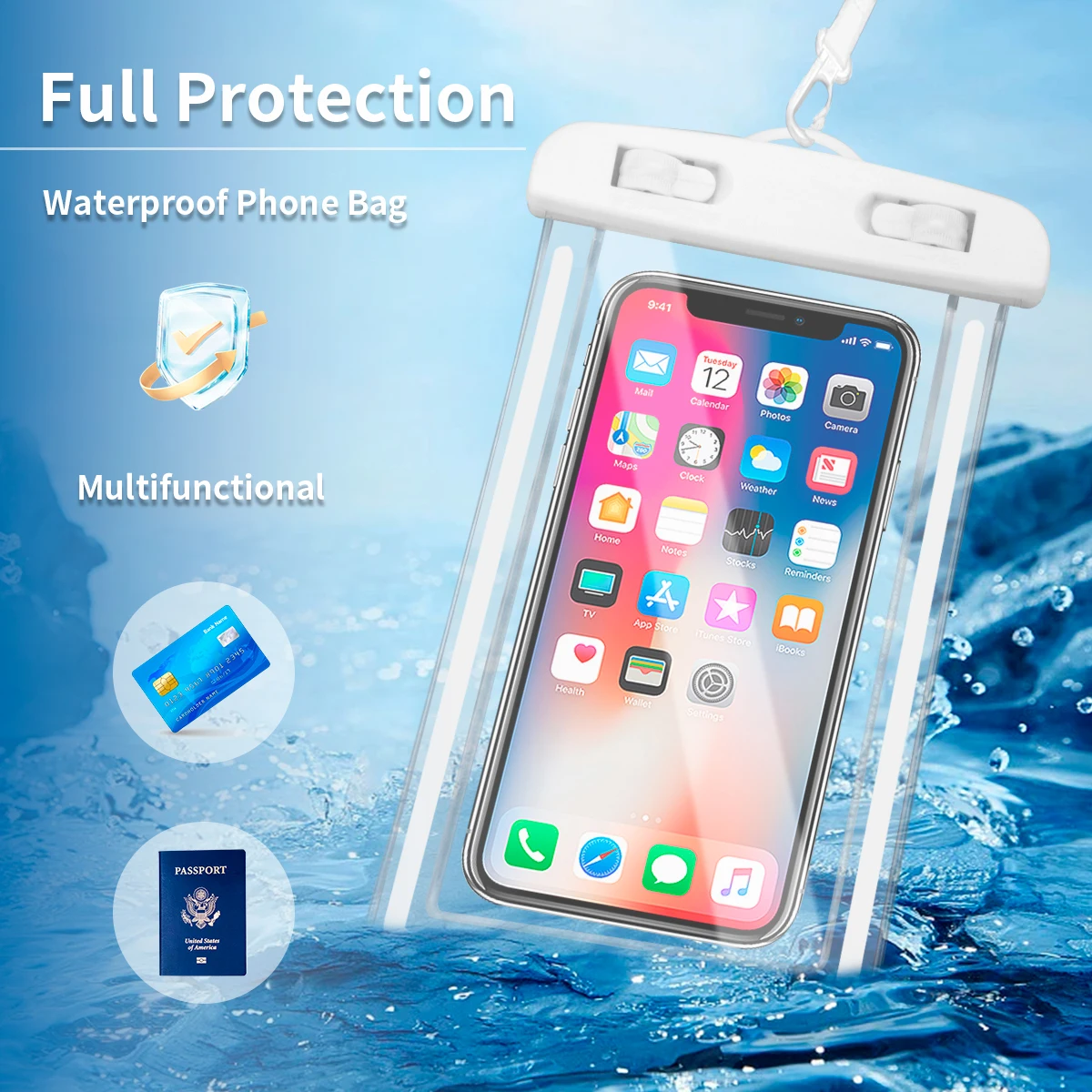

Unuversal Waterproof Phone Case IPX8 Water Proof Bag Underwater Phone Protector Pouch for iPhone 14 13 12 11 Pro Max Plus Xs Xr
