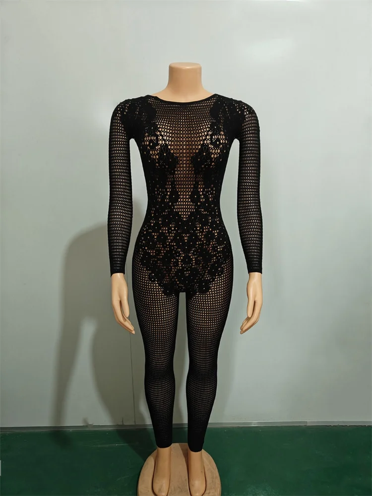 Wmstar Jumpsuit Women Sexy Club Outfits Bodycon Mesh Fitting Party Ropmer That Can Be Worn Outside One Pieces Women Clothing