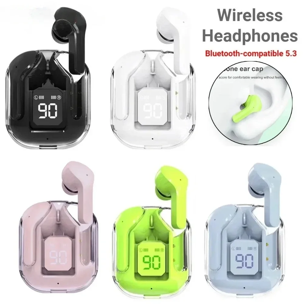 TWS Bluetooth 5.3 Earphone BT30 Transparent Headphones with Digital Display Noise Canceling Headset Wireless Gaming Earbuds bt30