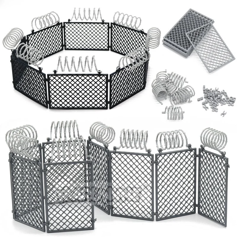MARUMINE 60PCS MOC Military Building Blocks Penitentiary Set Police Bricks Accessories Protective Net Wire Mesh Wall Isolation